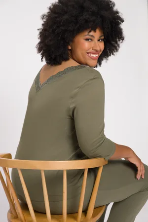 Ulla Popken Große Größen Pyjamashirt, Damen, , Größe: 42/44, Baumwolle
