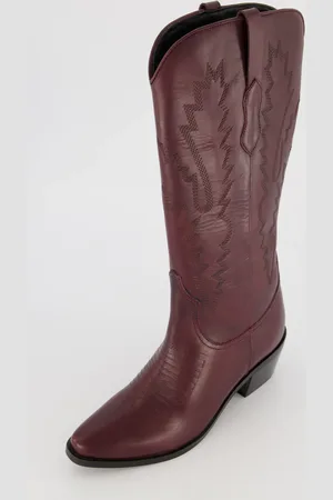 Ulla Popken Leder-Cowboystiefel, Damen, , Größe: 40, Polyester/Leder