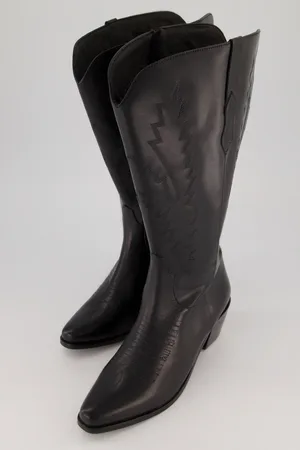 Ulla Popken Leder-Cowboystiefel, Damen, , Größe: 38, Polyester/Leder