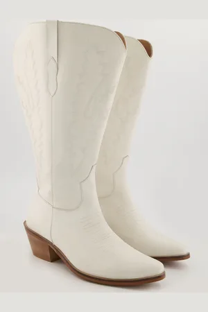 Ulla Popken Leder-Cowboystiefel, Damen, , Größe: 39, Polyester/Leder