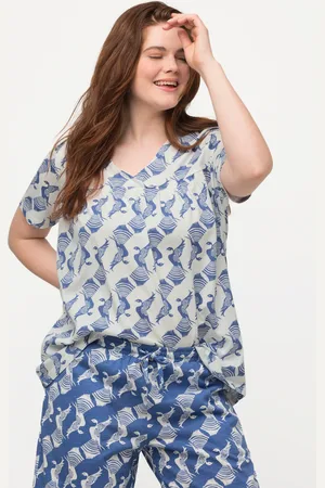 Ulla Popken Große Größen Pyjama-Shirt, Damen, , Größe: 42/44, Baumwolle