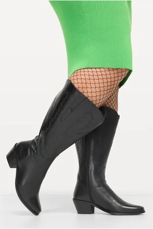 Ulla Popken Leder-Cowboystiefel, Damen, , Größe: 41, Polyester/Leder