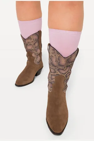 Ulla Popken Leder-Western-Stiefeletten, Damen, , Größe: 38, Polyester/Leder