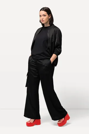 Ulla Popken Große Größen Satin-Cargohose Mary, Damen, , Größe: 42/44, Polyester