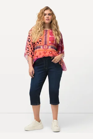 Ulla Popken Große Größen Capri-Jeans Sienna, Damen, , Größe: 42, Baumwolle/Polyester