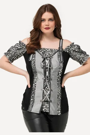Ulla Popken Große Größen Trachten-Bluse, Damen, , Größe: 50/52, Polyester/Viskose