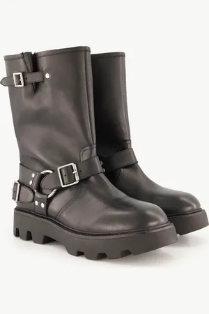 Ulla Popken Leder-Bikerboots, Damen, , Größe: 38, Sonstige/Leder