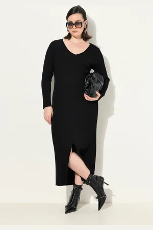 Ulla Popken Große Größen Maxi-Strickkleid, Damen, , Größe: 50/52, Viskose/Polyester