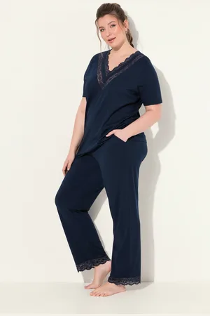 Ulla Popken Große Größen Pyjama, Damen, , Größe: 50/52, Baumwolle/Synthetische Fasern