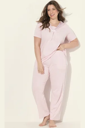 Ulla Popken Große Größen Pyjama, Damen, , Größe: 42/44, Baumwolle/Synthetische Fasern