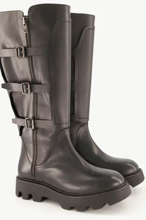 Ulla Popken Leder-Bikerstiefel, Damen, , Größe: 38, Sonstige/Leder