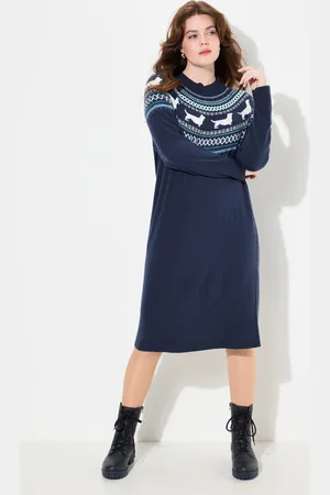 Ulla Popken Große Größen Norweger-Strickkleid, Damen, , Größe: 50/52, Synthetische Fasern