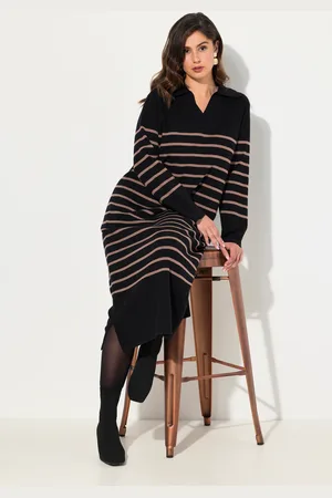 Ulla Popken Große Größen Strick-Midikleid, Damen, , Größe: 46/48, Viskose/Polyester/Synthetische Fasern