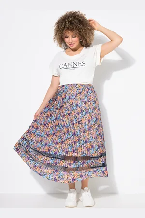 Ulla Popken Große Größen Plissee-Midirock, Damen, , Größe: 42/44, Polyester