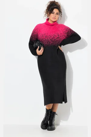 Ulla Popken Große Größen Strick-Midikleid, Damen, , Größe: 42/44, Synthetische Fasern/Polyester