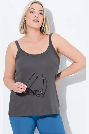 Ulla Popken Große Größen Spaghettitop, Damen, , Größe: 42/44, Baumwolle/Synthetische Fasern
