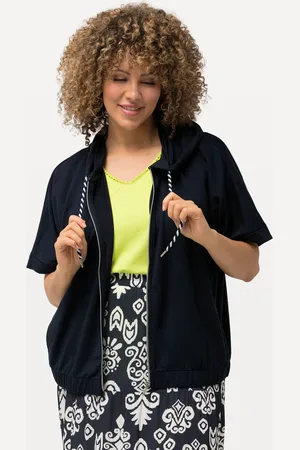 Ulla Popken Große Größen Hoodie-Jacke, Damen, , Größe: 42/44, Polyester/Viskose