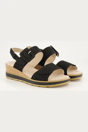 Ulla Popken Caprice Leder-Sandaletten, Damen, , Größe: 38, Leder/Synthetische Fasern