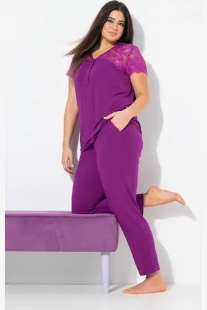 Ulla Popken Große Größen Pyjama, Damen, , Größe: 42/44, Baumwolle/Synthetische Fasern