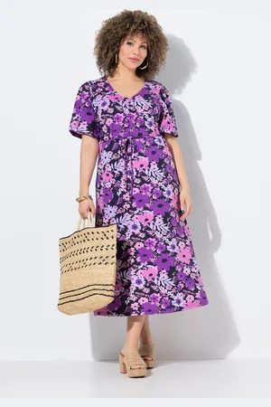 Ulla Popken Große Größen Jersey-Midikleid, Damen, , Größe: 42/44, Baumwolle
