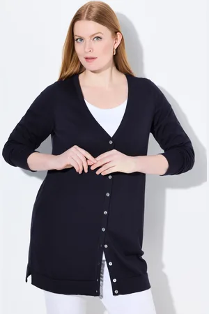 Ulla Popken Große Größen Long-Strickjacke, Damen, , Größe: 42/44, Baumwolle