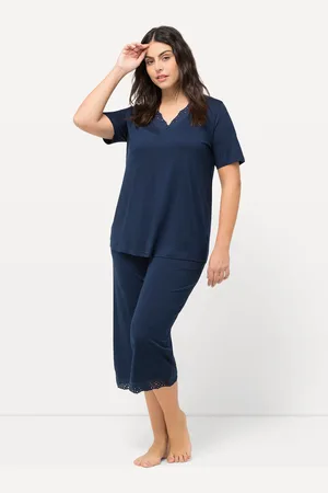 Ulla Popken Große Größen Pyjama, Damen, , Größe: 42/44, Baumwolle/Synthetische Fasern