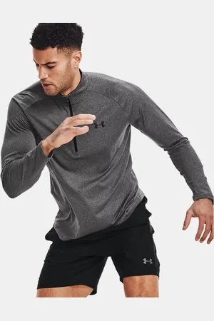 Under Armour Herren Tech™ Shirt mit ½-Zip, langärmlig Carbon Heather / Schwarz 3XL