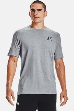 Under Armour Kurzarm-Oberteil mit Logo auf der linken Brust für Herren Stahl Light Heather / Schwarz L