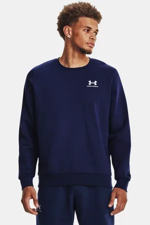 Under Armour Icon Fleece-Crew für Herren Midnight Blaue Marine / Weiß L