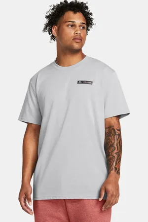 Under Armour Heavyweight Kurzarm-Oberteil mit Armour-Label für Herren Mod Medium Heather / Schwarz 3XL
