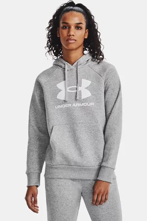Under Armour Rival Fleece-Hoodie mit großem Logo für Damen Mod Light Heather / Weiß L