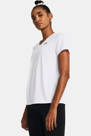 Under Armour Tech™ Kurzarm-Oberteil mit V-Ausschnitt für Damen / Schwarz L