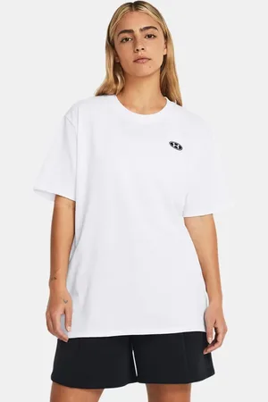 Under Armour Heavyweight Kurzarm-Oberteil mit besticktem Aufnäher mit Oversize-Passform im Boyfriend-Stil für Damen / Schwarz L