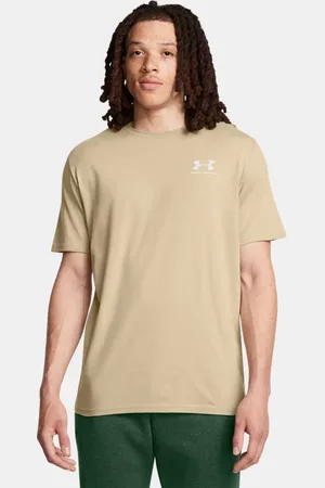 Under Armour Kurzarm-Oberteil mit Logo auf der linken Brust für Herren City Khaki / Weiß L