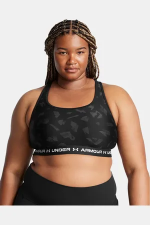 Under Armour Armour® Mid Crossback Sport-BH mit Aufdruck für Damen / Anthracite / Weiß 1X