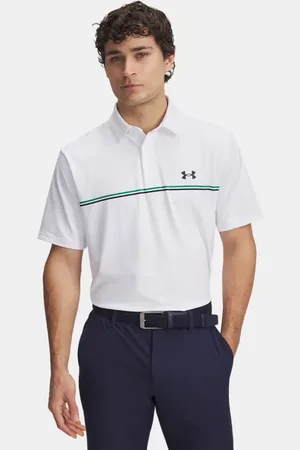 Under Armour Playoff 3.0 Stripe Poloshirt für Herren / Team Kelly Grün / Midnight Blaue Marine L