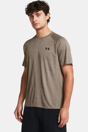 Under Armour Tech™ Strukturiertes Kurzarm-Oberteil für Herren Taupe Dusk / Schwarz L