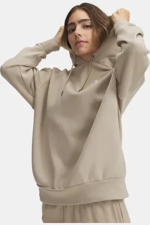 Under Armour Icon Fleece-Hoodie mit Oversized-Schnitt für Damen City Khaki / Weiß L