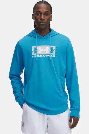 Under Armour Rival Hoodie aus French Terry mit Logo für Herren Ether / Mod Grau / Weiß 3XL