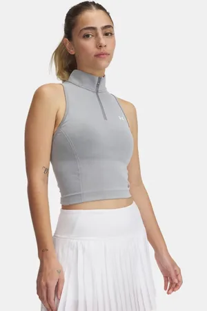 Under Armour Vanish Seamless ärmelloses Oberteil mit Zip und Waschung für Damen / Weiß L