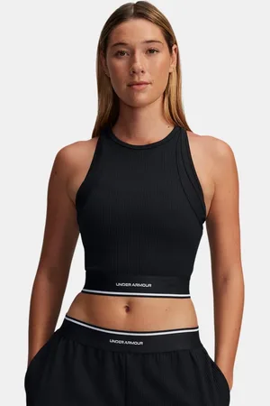 Under Armour Meridian geripptes Crop-Tanktop mit Logo für Damen / Weiß L