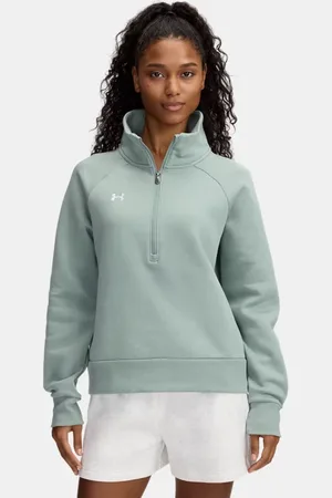 Under Armour Rival Fleece mit ½ Zip für Damen Silica / Weiß L
