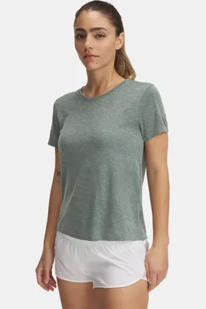 Under Armour Launch Camo Kurzarm-Oberteil für Damen Silica / Reflektierend L