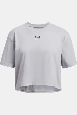 Under Armour Rival Kurzarmoberteil für Mädchen Mod Light Heather / Schwarz YLG (149 - 160 cm)