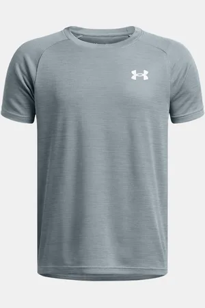 Under Armour Tech™ Strukturiertes Kurzarm-Oberteil für Jungen Harbor / Weiß YMD (137 - 149 cm)