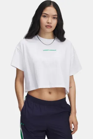 Under Armour Varsity Mix Heavyweight kurzärmliges Crop-Oberteil für Damen / Team Kelly Grün L