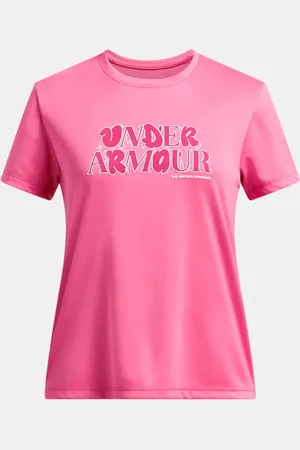 Under Armour Tech™ Kurzarm-Oberteil mit Wortmarke für Mädchen Super / Shaded Fuchsia / Weiß YLG (149 - 160 cm)