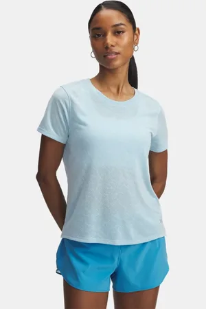 Under Armour Launch Camo Kurzarm-Oberteil für Damen Stream / Reflektierend L