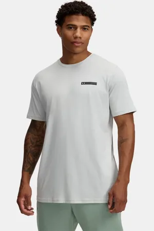Under Armour Gestreiftes Kurzarm-Oberteil mit Logo für Herren Hydro / Schwarz M