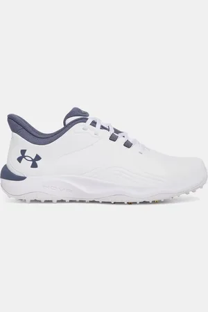 Under Armour Drive Pro Golfschuhe ohne Spikes für breite Füße für Herren / Metallisch Gold / Downpour Grau 44